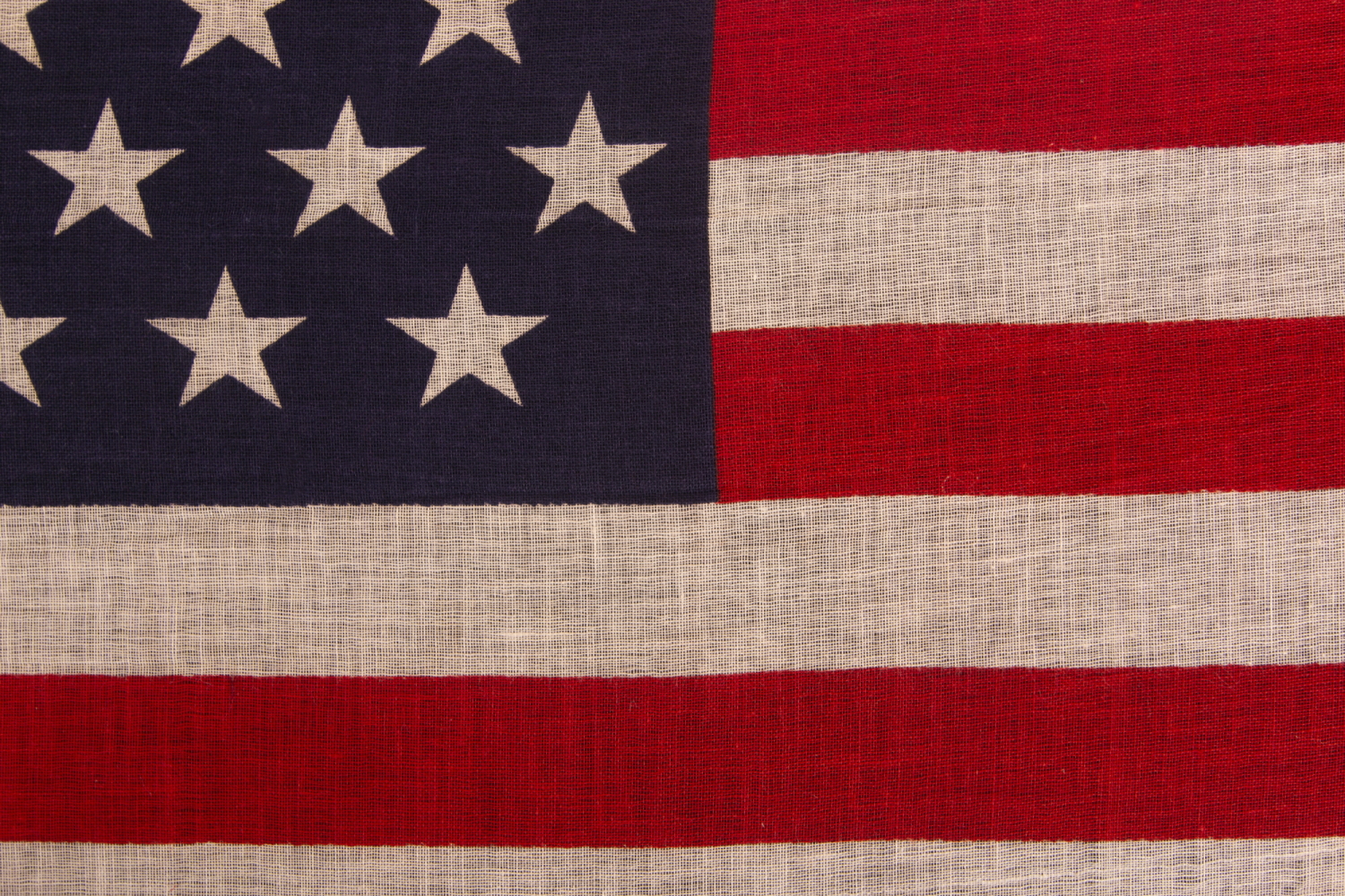 45 STARS IN STAGGERED ROWS ON AN ANTIQUE AMERICAN PARADE FLAG OF THE ...