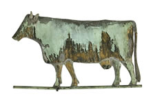 COW WEATHERVANE WITH GREAT FOLK QUALITIES, PURCHASED AT THE DOWNTOWN GALLERY IN NEW YORK IN 1949, TREMENDOUS SURFACE, CA 1870-90