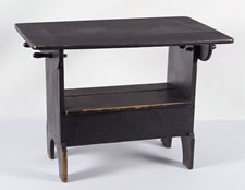 PENNSYLVANIA HUTCH TABLE IN BLACK PAINT WITH OUTSTANDING SURFACE, ca 1850