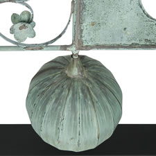 BANNER WEATHERVANE WITH AN EXTRAORDINARILY HUGE SPHERE, BEAUTIFUL FORM, AND GREAT VERDIGRIS SURFACE, Ca 1890