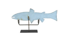 FISH WEATHERVANE IN ROBIN'S EGG BLUE PAINT, CA 1920