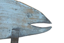 FISH WEATHERVANE IN ROBIN'S EGG BLUE PAINT, CA 1920