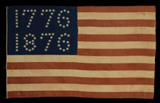 CENTENNIAL CELEBRATION FLAG WITH 10-POINTED STARS THAT SPELL "1776 - 1876", ONE OF THE MOST GRAPHIC OF ALL EARLY EXAMPLES