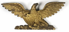 STERN BOARD STYLE EAGLE ATTRIBUTED TO WILLIAM RUSH OF PHILADELPHIA (1766-1833), CARVED & GILDED, WITH OUTSTANDING FORM, COLOR, AND SURFACE, CA 1810-30