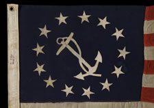 13 STAR PRIVATE YACHT ENSIGN, A NICE GRAPHIC EXAMPLE WITH AN ATTRACTIVE, CANTED ANCHOR, ca 1890-1920's