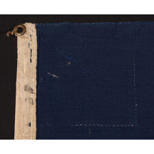 13 STAR ANTIQUE AMERICAN FLAG WITH A BROAD, ARCHED FORMATION OF HAND-SEWN, SINGLE-APPLIQUÉD STARS, ARCH ABOVE A BEAUTIFULLY HAND-SEWN FEDERAL EAGLE, ATTRIBUTED TO FLAG-MAKER SARAH McFADDEN – “NEW YORK’S BETSY ROSS” – AT 198 HUDSON STREET IN MANHATTAN, circa 1870-1880; EXHIBITED AT THE MUSEUM OF THE AMERICAN REVOLUTION FROM JUNE – JULY, 2019