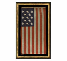 13 STAR U.S. NAVY SMALL BOAT ENSIGN MADE AT THE BROOKLYN NAVY YARD, NEW YORK, DATED 1907, PROBABLY PRODUCED TO OUTFIT TEDDY ROOSEVELT'S GREAT WHITE FLEET