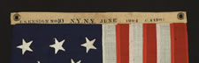 13 STARS, AN EXTRAORDINARILY SMALL U.S. NAVY SMALL BOAT ENSIGN, THE ONLY ONE I'VE EVER SEEN IN THIS SIZE, MARKED NAVY YARD, NEW YORK, 1904
