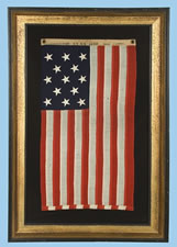 13 STARS, AN EXTRAORDINARILY SMALL U.S. NAVY SMALL BOAT ENSIGN, THE ONLY ONE I'VE EVER SEEN IN THIS SIZE, MARKED NAVY YARD, NEW YORK, 1904