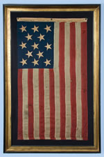 13 STARS, US NAVY SMALL BOAT ENSIGN, MARKED NAVY YARD, NEW YORK, DATED 1898