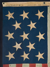 13 STARS, US NAVY SMALL BOAT ENSIGN, MARKED NAVY YARD, NEW YORK, DATED 1898
