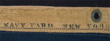 13 STARS, US NAVY SMALL BOAT ENSIGN, MARKED NAVY YARD, NEW YORK, DATED 1898