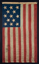 13 STARS, US NAVY SMALL BOAT ENSIGN, MARKED NAVY YARD, NEW YORK, DATED 1898