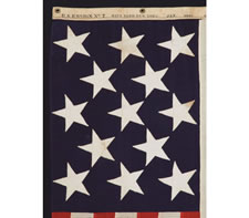 13 STARS, A US NAVY SMALL BOAT ENSIGN, MARKED NAVY YARD, NEW YORK, 1903