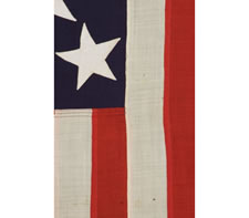 13 STARS, A US NAVY SMALL BOAT ENSIGN, MARKED NAVY YARD, NEW YORK, 1903