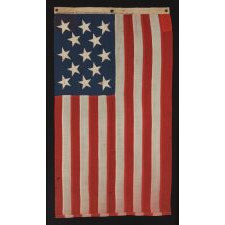 13 STARS, A US NAVY SMALL BOAT ENSIGN MADE AT THE BROOKLYN NAVY YARD, NEW YORK, DATED 1912