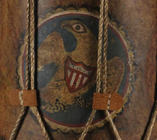 EARLY AMERICAN MILITIA DRUM WITH A DRAMATIC FOLK-STYLE EAGLE, 1812-1846