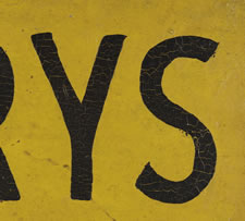"CANARYS FOR SALE" TRADE SIGN IN CHROME YELLOW PAINT, 1910-1930
