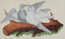 PAINTING OF A PAIR OF DOVES, PENNSYLVANIA, 1880
