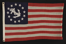 13 STAR PRIVATE YACHT ENSIGN, A NICE GRAPHIC EXAMPLE WITH AN ATTRACTIVE, CANTED ANCHOR, DATED 1908