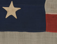 ANTIQUE AMERICAN FLAG WITH 18 STARS AND 13 STRIPES, MADE TO CELEBRATE THE ADMISSION OF LOUISIANA AS THE 18TH STATE, 1876-1892