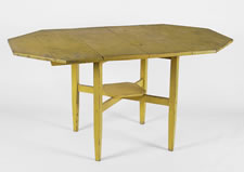 CHROME YELLOW COUNTRY TABLE WITH HIGHLY UNUSUAL FORM AND GREAT SURFACE, MAINE, CA 1890
