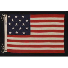 15 STARS AND 15 STRIPES, A COPY OF THE STAR SPANGLED BANNER, THE FAMOUS FLAG ON WHICH FRANCIS SCOTT KEY GAZED IN BALTIMORE HARBOR WHILE WRITING THE WORDS TO THE SONG OF THE SAME NAME; THIS EXAMPLE MADE BY ANNIN & COMPANY IN NEW YORK CITY, CA 1912-14: