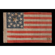 15 STARS ON AN ANTIQUE AMERICAN FLAG MADE EITHER TO CELEBRATE KENTUCKY STATEHOOD, OR TO GLORIFY THE SOUTH, 1861-1865, A VERY RARE EXAMPLE WITH GREAT FOLK QUALITIES