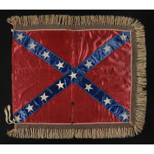 15-STAR CONFEDERATE BATTLE FLAG OF GENERAL LLOYD TILGHMAN, WHO LED THE 3RD KENTUCKY INFANTRY, CO. D; CAPTURED & EXCHANGED FOR UNION GENERAL JOHN REYNOLDS IN 1862; DEFEATED GRANT AT COFFEYVILLE, KANSAS WITH RELEASED PRISONERS; KILLED AT VICKSBURG IN 1863, WHEN STRUCK IN THE CHEST BY A CANNONBALL; ONE OF ONLY FOUR FLAGS KNOWN IN THIS RARE STAR COUNT ACROSS ALL EXAMPLES; THE MOST BEAUTIFUL SOUTHERN CROSS BATTLE FLAG I HAVE EVER ENCOUNTERED IN PRIVATE HANDS