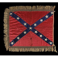 15-STAR CONFEDERATE BATTLE FLAG OF GENERAL LLOYD TILGHMAN, WHO LED THE 3RD KENTUCKY INFANTRY, CO. D; CAPTURED & EXCHANGED FOR UNION GENERAL JOHN REYNOLDS IN 1862; DEFEATED GRANT AT COFFEYVILLE, KANSAS WITH RELEASED PRISONERS; KILLED AT VICKSBURG IN 1863, WHEN STRUCK IN THE CHEST BY A CANNONBALL; ONE OF ONLY FOUR FLAGS KNOWN IN THIS RARE STAR COUNT ACROSS ALL EXAMPLES; THE MOST BEAUTIFUL SOUTHERN CROSS BATTLE FLAG I HAVE EVER ENCOUNTERED IN PRIVATE HANDS
