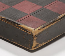 BACKGAMMON AND CHECKER BOARD WITH GREAT COLORS AND SURFACE, 1870