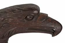 EXPERTLY CARVED, SOLID WALNUT, AMERICAN EAGLE WITH BEAUTIFUL STYLE, LARGE SCALE & EXCEPTIONAL EARLY SURFACE, ca 1830-1860, PROBABLY OF PENNSYLVANIA ORIGIN