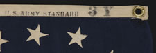 ANTIQUE PRIVATE YACHT FLAG (ENSIGN) WITH 13 STARS AND A FOULED ANCHOR, MARKED "U.S. ARMY STANDARD BUNTING", 1895-1910 ERA