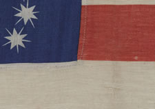 ANTIQUE AMERICAN FLAG WITH 10-POINTED STARS ARRANGED TO SPELL "1776 - 1876", ONE OF THE MOST GRAPHIC OF ALL EARLY EXAMPLES