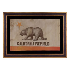 ANTIQUE CALIFORNIA STATE FLAG, AN ESPECIALLY EARLY EXAMPLE WITH AN ATTRACTIVE BEAR AND AN UPSIDE-DOWN STAR, CA 1911-1920