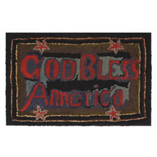 "GOD BLESS AMERICA", A WOOL, PATRIOTIC, HAND-HOOKED RUG, PROBABLY 1876