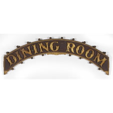 PAINTED AND GILDED DINING ROOM SIGN FROM A STEAMBOAT ON THE FALL RIVER LINE (NEW YORK TO BOSTON), 1847-1870
