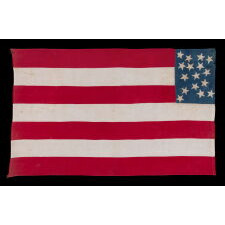 16 STAR “DISUNION” FLAG, WITH 13 STARS ON THE OBVERSE, MADE TO CONVEY AN ABOLITIONIST MESSAGE IN THE 8-YEAR TIME FRAME FOLLOWING THE ADDITION OF CALIFORNIA AS THE 31ST STATE, WHEN THERE WERE 16 FREE & 15 SLAVE STATES, REMOVING THE LATTER FROM THEIR TOTAL; THE COUNT OF 7 STRIPES REMOVES THE 6 SLAVE STATES FROM THE ORIGINAL 13 COLONIES; LIKELY PRODUCED IN SUPPORT OF THE 1856 PRESIDENTIAL CAMPAIGN OF THE FIRST REPUBLICAN NOMINEE JOHN FRÉMONT, WHO RAN ON AN ANTI-SLAVERY PLATFORM
