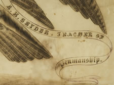 EAGLE CALLIGRAPHY DRAWING, 1860-1880, WITH AN UNUSUAL POSE, FROM THE GARVESH COLLECTION