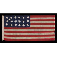 18 STAR ANTIQUE AMERICAN FLAG WITH 13 STRIPES, A “DISUNION” FLAG, MADE WITH AN ABOLITIONIST MESSAGE, circa 1859-1861, EXCLUDING THE SLAVE STATES; WITH A 19th STAR ADDED ON THE OBVERSE; OWNED BY HARVARD-TRAINED, MASSACHUSETTS PHYSICIAN BENJAMIN CUSHING, WHO VOLUNTEERED AS A U.S. ARMY SURGEON, DEVOID OF RANK OR PAY, STATIONED AT FORT MONROE, VIRGINIA, ‘CONTRABAND CAMP’ FOR ESCAPING SLAVES AND THE ONLY UNION-CONTROLLED, FORTIFIED BASE IN THE UPPER SOUTH