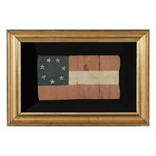 CONFEDERATE FIRST NATIONAL (STARS & BARS) PATTERN BIBLE FLAG IN A LARGE SCALE WITH 7 WHITE-PAINTED STARS, MADE AT THE OPENING OF THE WAR, 1861