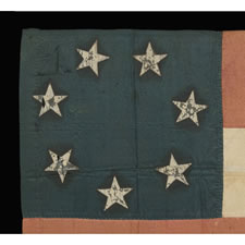 CONFEDERATE FIRST NATIONAL (STARS & BARS) PATTERN BIBLE FLAG IN A LARGE SCALE WITH 7 WHITE-PAINTED STARS, MADE AT THE OPENING OF THE WAR, 1861