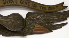 SHIP'S STERN BOARD EAGLE IN THE STYLE OF JOHN BELLAMY WITH CONTINUOUS OVOID BEAK