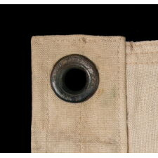 LATE 19th CENTURY FLAG OF THE REVENUE MARINE (a.k.a., REVENUE CUTTER SERVICE), WITH A BLUE EAGLE AMID AN ARCH OF 13 BLUE STARS, ON A WHITE CANTON, AND 16 RED & WHITE, VERTICAL STRIPES, MADE circa 1885-1895