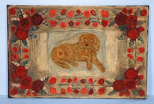 NEW ENGLAND HOOKED RUG WITH RECLINING DOG, 2ND HALF OF THE 19TH CENTURY