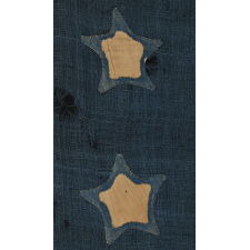 24 STAR ANTIQUE AMERICAN FLAG, MADE IN THE PERIOD WHEN MISSOURI WAS THE MOST RECENT STATE TO JOIN THE UNION, 1821-1836; AN EXTREMELY RARE STAR COUNT; EXPERTLY SEWN, BUT WITH HIGHLY UNUSUAL, SINGLE-APPLIQUED STARS THAT EXPOSE A PECULIARLY SMALL WINDOW ON THE REVERSE; EXHIBITED JUNE- SEPTEMBER, 2021 AT THE MUSEUM OF THE AMERICAN REVOLUTION