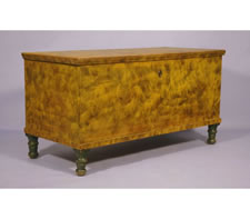 LANCASTER COUNTY PENN. BLANKET CHEST, CHROME YELLOW WITH SMOKE DECORATION