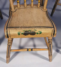 6 PENNSYLVANIA DECORATED CHAIRS, GREY, UNUSUAL COLOR, MID-19th CENTURY