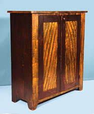 UPSTATE NEW YORK PRESERVE CUPBOARD WITH DYNAMIC PAINT DECORATION, 1830-1860
