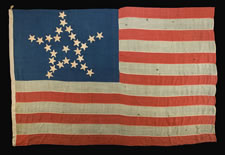 26 STARS IN THE "GREAT STAR" CONFIGURATION, ENTIRELY HAND-SEWN, PRE-CIVIL WAR, MICHIGAN STATEHOOD, 1837-1845